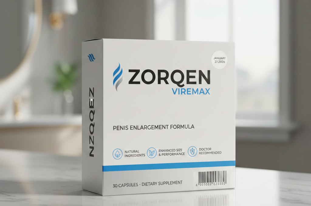 Viremax természetes férfi kiegészítő tabletta doboz, fekete és lila elegáns csomagolásban, prémium minőségű design, produktfotó stúdió megvilágításban, realisztikus stílus